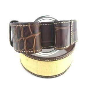 Ralph Lauren Genuine Italian Leather Belt Crocodile Cinch Waist